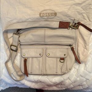 Fossil Beige and Brown Crossbody Bag